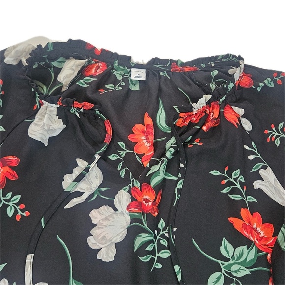 Old Navy Floral Top Womens XL Black Red Peplum Style Smart Casual Office Blouse - Picture 2 of 8